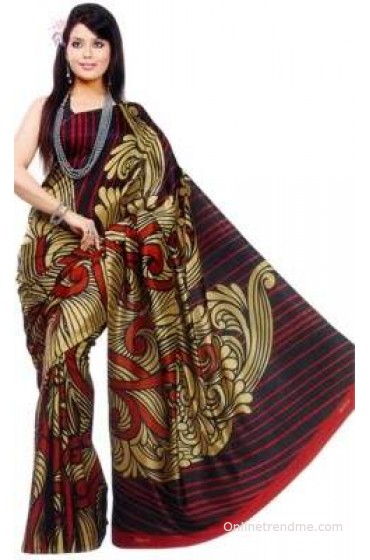 Sunaina Striped Silk, Synthetic Sari